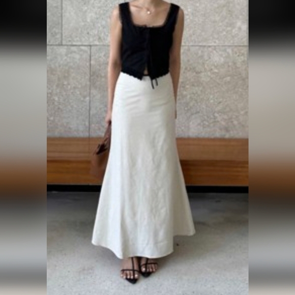 Vintage Dalia 90s Linen Rayon Maxi mermaid hem Skirt Charcoal Size 14 - Picture 14 of 15